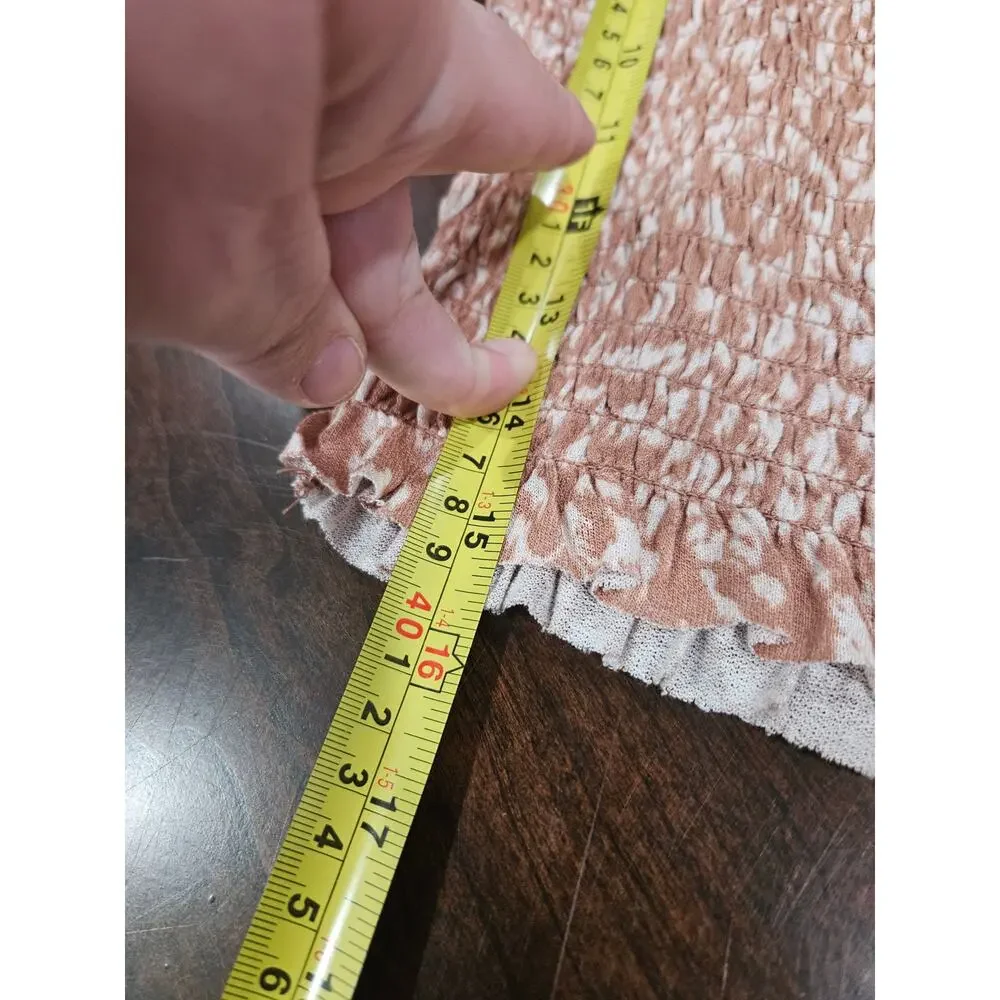 Urban Outfitters Smocked Crop Top XS Boho Tie Front Balloon Sleeve